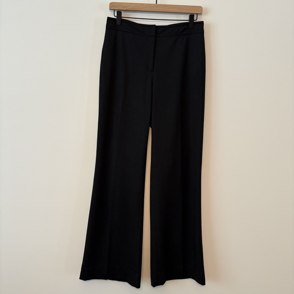 Akris Bergdorf Goodman Wool Bootcut Trousers Black US‎ 10 Office Quiet Luxury